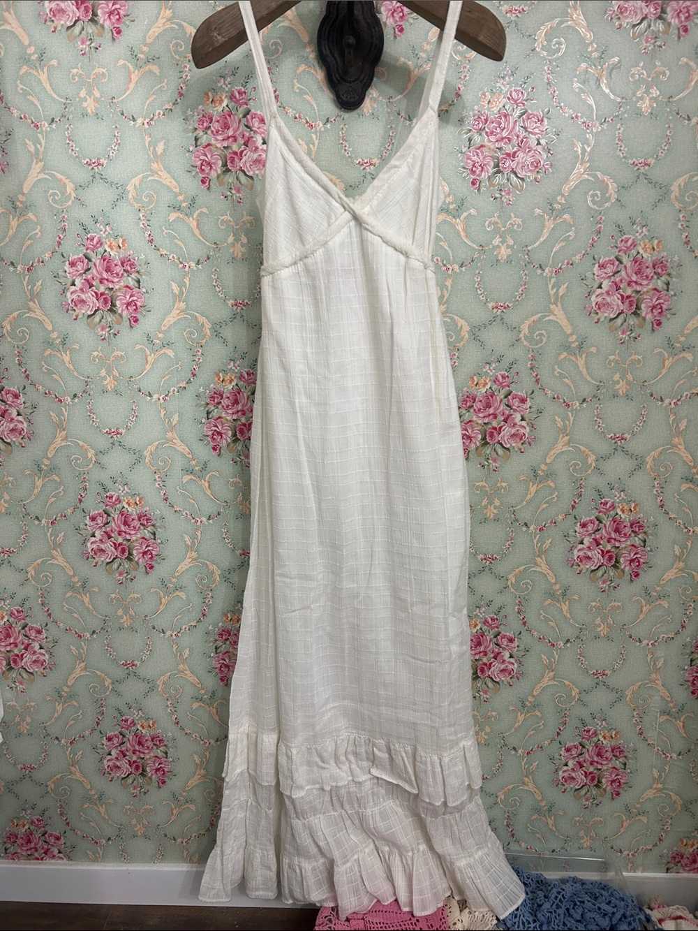 $128🌺🌸NWT🌸🌺 VINTAGE 100% cotton spaghetti strap dress fully lined SIZE Med-Large - Picture 2 of 10